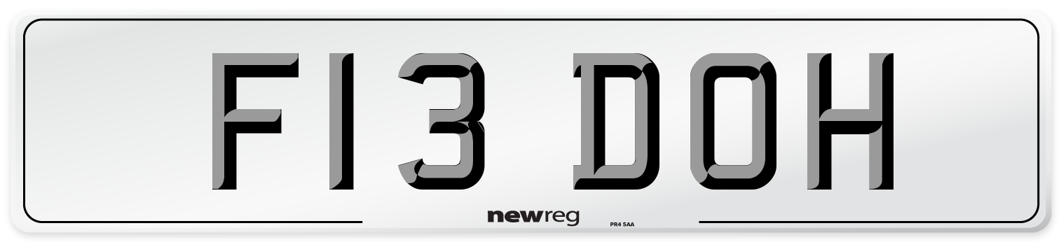 F13 DOH Number Plate from New Reg